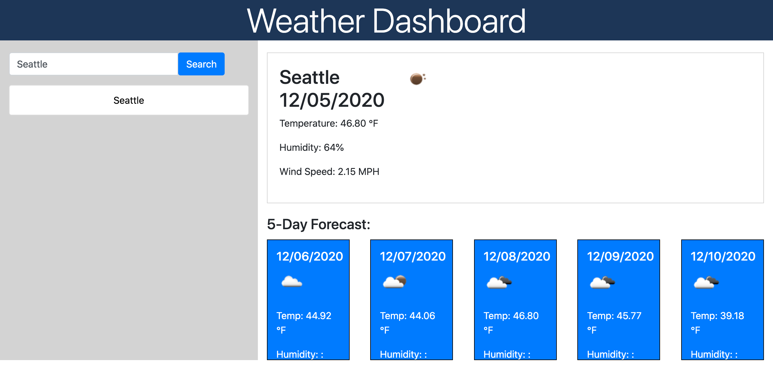 Weather Dashboard